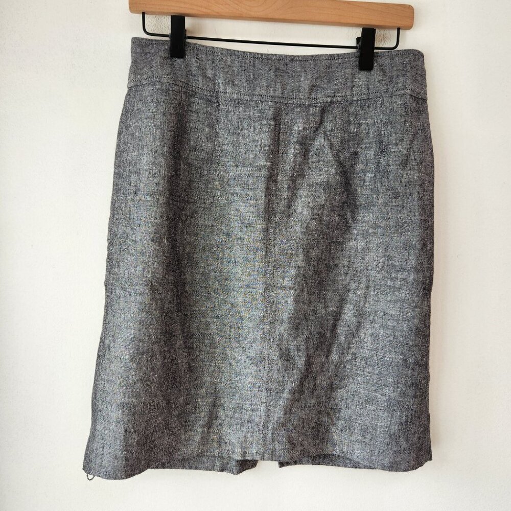 Banana Republic Linen Blend Grey Straight Pencil Skirt Career Professional 8
